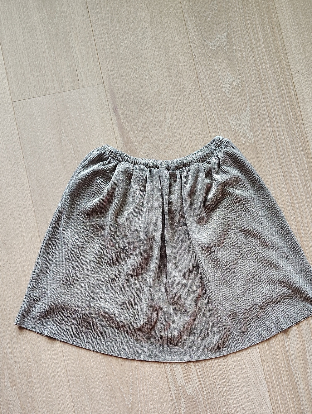 Mango Gold Textured A-Line Elastic-Waist Skirt